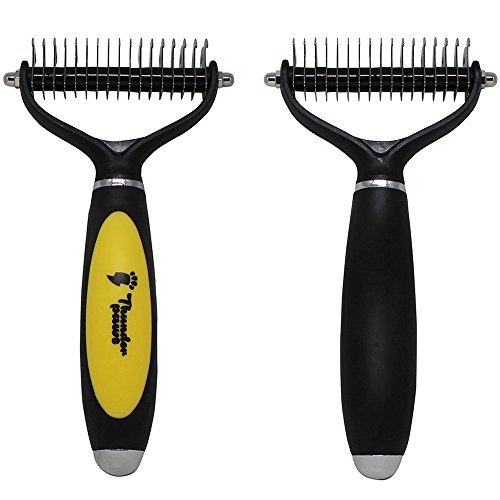 Thunderpaws Pet Dematting Rake Ergonomic Dematting Comb for Dogs and Cats Remove Mats and