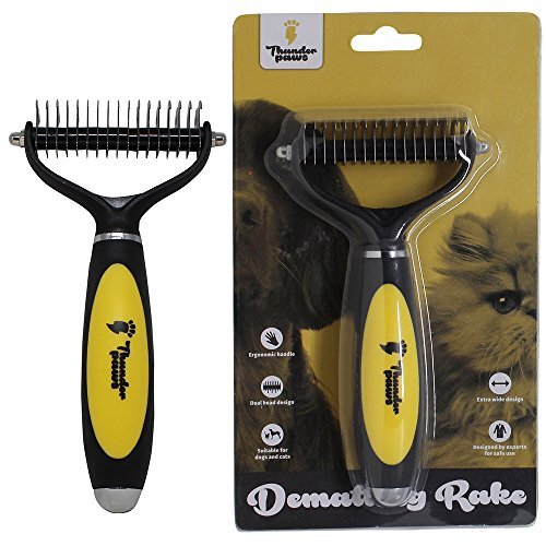 Thunderpaws Pet Dematting Rake Ergonomic Dematting Comb for Dogs and